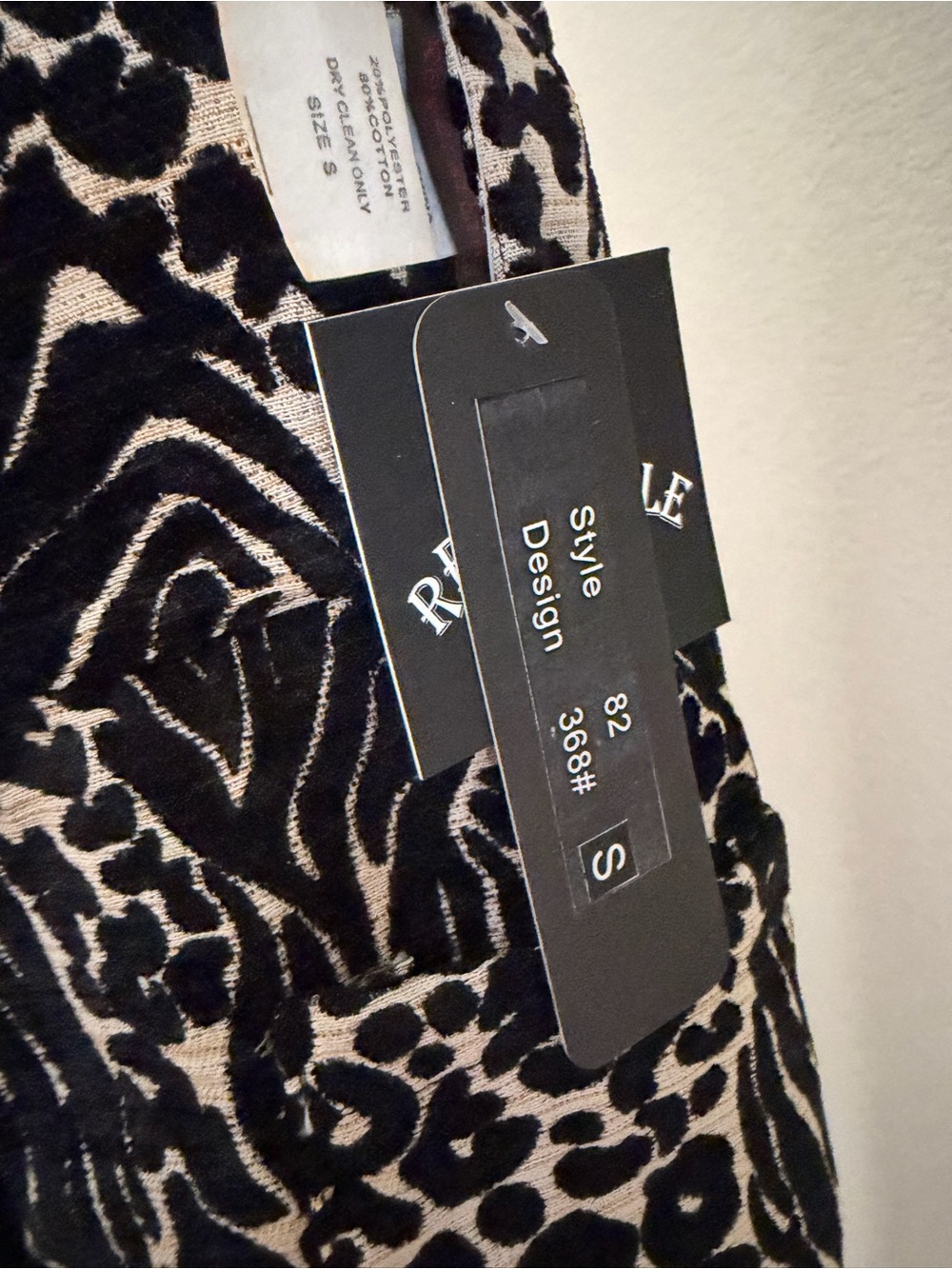 Woven Animal-Print Open Front Jacket - Black & Cream reversible S - Picture 3 of 5